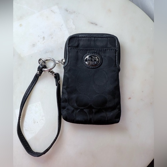 Coach Black Signature C  Wristlet/Bag Charm with Carriage emblem. - Picture 1 of 8